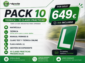 Pack 10 (matrícula+ teórica + pack 10 prácticas)