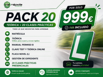 Pack 20 (matrícula+ teórica + pack 20 prácticas)