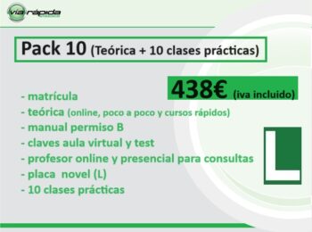 Pack 10 (matrícula+ teórica + pack 10 prácticas)
