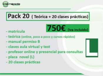Pack 20 (matrícula+ teórica + pack 20 prácticas)